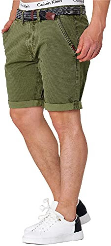 Indicode Herren Caedmon Chino Shorts mit 4 Taschen | Bermuda Herrenshorts Chinoshorts Freizeitshorts Männer Cypress, XL