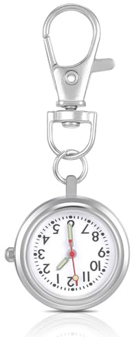 Hemobllo Quartz Keychain Pocket Watch 6.5 cm Luminous Dial Clip-On for Nurses, Doctors & Paramedics