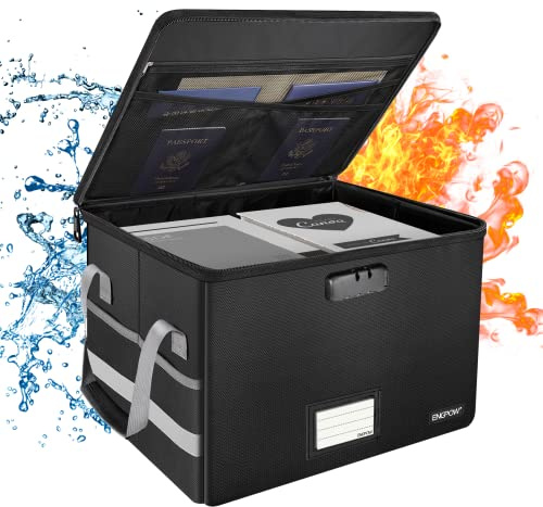Boîte de rangement pour documents avec cadenas Résistant au feu pliable avec poignée portable office domicile safe pour classeurs de conserver le livre de certificat de document de dossier de fichier