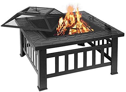 Samnuerly Feuerstellen, Feuerschale für Garten und Terrasse, Gartenfeuerstelle im Freien mit Netzabdeckung, Feuerstellen im Freien