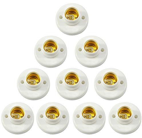 10 Pezzi Portalampada E27 da Parete - Supporto Vite in Socket per Lampadina - Base Porta Lampada in Plastica per Garage Corridoio