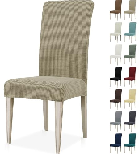 Ystyle Fundas Sillas De Comedor Pack 6, Fundas para Sillas Ajustables, Funda para Sillas Elástica, Cubre Funda Protectora Sillas Lavables para Banquetes Hogar Restaurante Hotel, Caqui