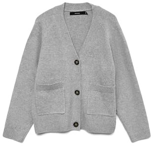VMBOOM LS V-Neck Button Cardigan GA Noos, Chiaro Grigio Melange, XS