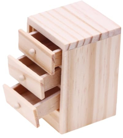 Abaodam Miniature Table De Chevet en Bois pour Maison De Poupée Ob11 avec Armoire À Tiroirs Fonctionnelle Décoration Réaliste Accessoires De Chambre Miniature