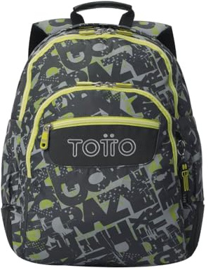 TOTTO Großer Schulrucksack, Modell Rayol, Fassungsvermögen 19 l, 3 Fächer, 2 Flaschentaschen, PC-Tasche, 35,6 cm (14 Zoll), ergonomischer Rücken mit Luftstrom, S-Riemen, Texgrunge-Muster