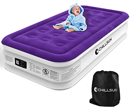 CHILLSUN Matelas Gonflable avec Pompe électrique, lit Gonflable Auto-Gonflable, lit d'invité Pliable pour Un Usage Domestique ou Le Camping (1 Personne 41cm)