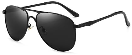 AVQXUY Gafas de sol polarizadas de piloto de lujo para hombre y mujer, para conducir, pescar, estilo retro, de metal, color negro, 01