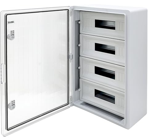 RSE Wasserdichter Verteilerkasten für den Außenbereich | IP65 | ABS Kunststoff Gehäuse außen | Stromkasten | Steckdosenkasten Garten 400x600x200mm, 68 PLE, 4X17, 4 Reihen mit jeweils 17 Platzeinheiten