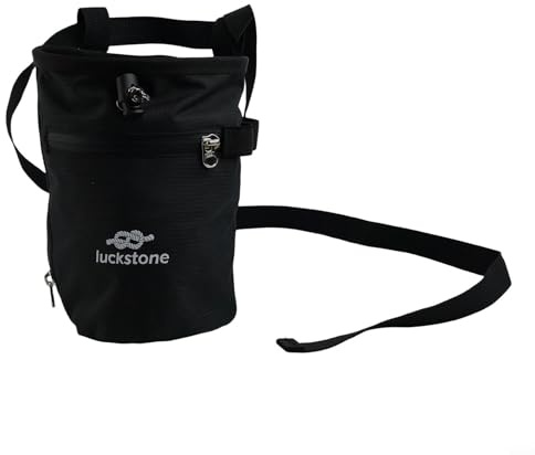 Gdfnmogo Sac à craie pour escalade, bloc et salle de sport, tissu Oxford 420D avec doublure en polaire, imperméable et anti-fuite, réglable (noir)