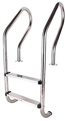 Escalera de piscina de acero inoxidable grado 304 para piscinas en el suelo, 0,6 0,9 m de profundidad, acabado plateado, 1,2 mm de grosor y segura, perfecta para piscinas de jardín