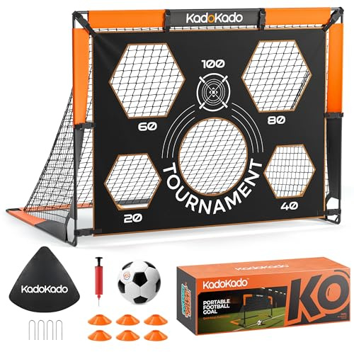 KADOKADO But de Football pour Enfant 120 x 90 cm avec Sacs de Transport, buts de Football pour Jardin, extérieur, buts Pop-up avec Barres en Fibre de Verre (KD110SP)