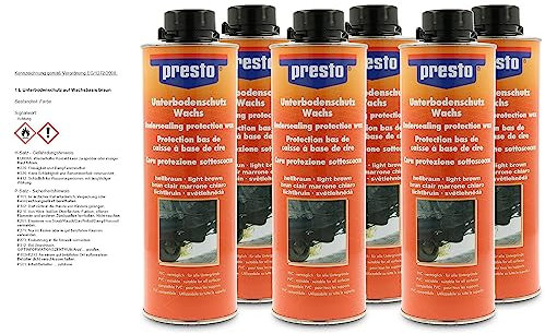 6x 1 Liter Presto Unterbodenschutz UBS auf Wachsbasis braun Spritpistolendose