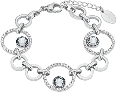 s.Oliver Armband Edelstahl Damen Armschmuck, mit Kristall, 17+3 cm, Silber, Kommt in Schmuck Geschenk Box, 2024268