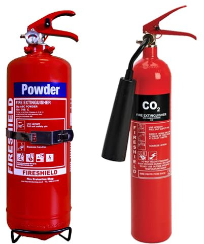 2kg ABC Dry Powder Fire Extinguisher & 2kg CO2 Fire Extinguisher