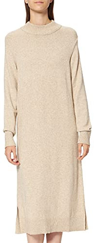 Vila Damen Viril Crew Neck L/S Midi Dress - Noos Kleid, Natural Melange, XXL EU