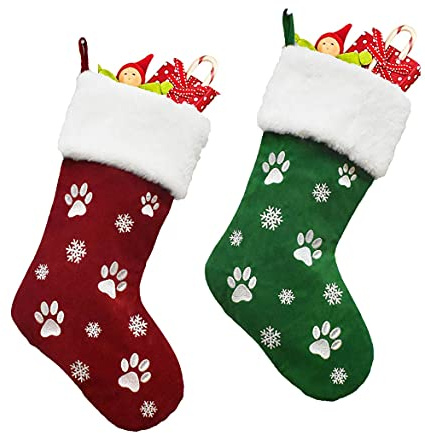 2 stycken julstrumpor, tomtestrumpor, 45 cm, personlig husdjur, hund, julstrumpa, stor julstrumpor, dekoration, öppen spis, hängande väska, presentväskor för julgransprydnad, semester