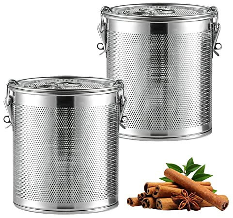 Colino da tè in acciaio inox, colino per spezie, filtro per tè, filtro per spezie, filtro per le spezie con coperchio, per tè sfuso con catena e gancio, teiera grande, filtro per tè per la cucina