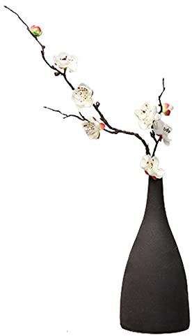 HAOSHICS 4 fiori artificiali, rami artificiali di fiori di prugna, rami di seta Wintersweet per casa, hotel, vaso di nozze, decorazione (bianco)