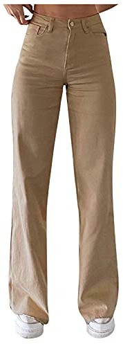 Jeans casual dritti da donna, lavati, dritto, alla moda, con gamba dritta, pantaloni in denim, pantaloni a vita alta, pantaloni per tutti i giorni, casual, comodi, jeans da donna Streetwear