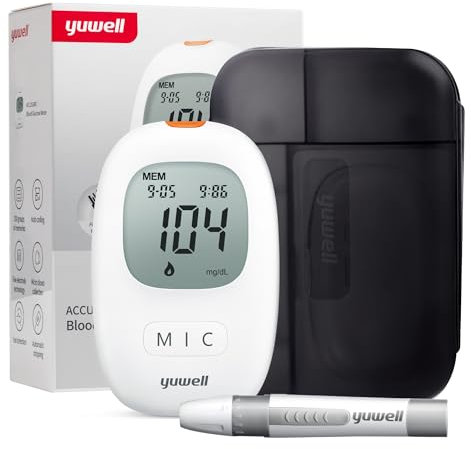 yuwell Blood Sugar Monitor Ideal for Home Use, Batteries Included (710 with 10pcs test strip and lancets)