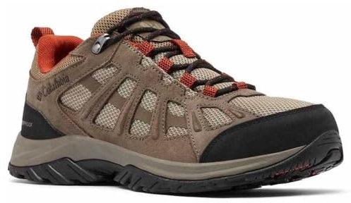 Columbia Redmond 3 Waterproof, wasserdichte Trekking- und Wanderschuhe mit niedrigem Bund, Pebble/Dark Sienna,