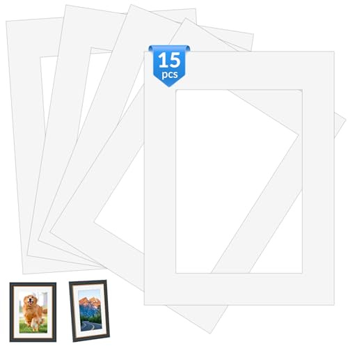 HIMOMO 15 Pièces Passe-Partout en Carton Blanc, Passe Partout 30x40 cm (Intérieure 29,5x19,5 cm) présentation et Protection de Vos Images et Photos pour Photos, Cartes Postales