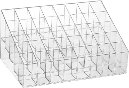 LznYi Clear Acrylic Lipstick Holder - Lip Gloss and Lipstick Organizer, Cosmetic Display Case for Brushes, Bottles Perfume, and Essential Items, Vanity Bathroom Drawer Storage, 40 Slot