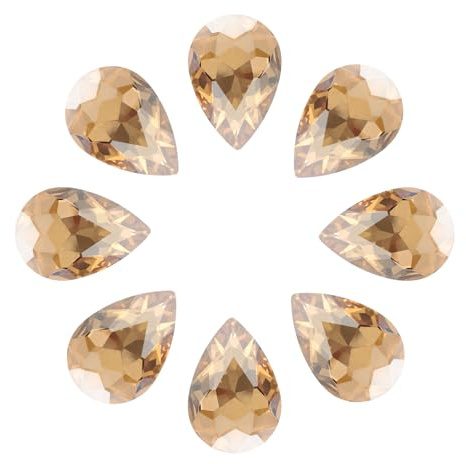 QUARKZMAN 8pz 18 x 25mm Gocce di Cristallo a Forma di Lacrima Oro Champagne | con Punto di Ritorno in Vetro, per Creazione di Gioielli, Costumi Cristalli Decorativi Artigianato