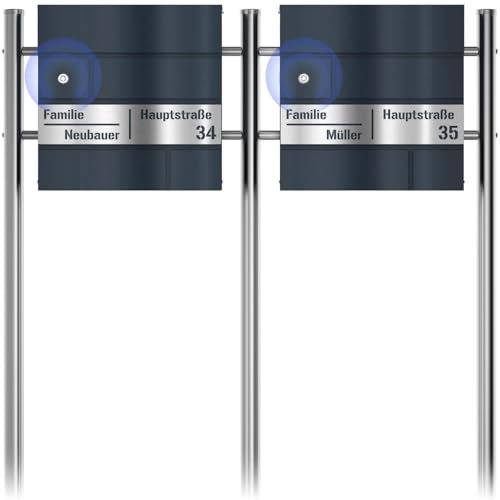 Graviers Design Cassetta postale doppia moderna con campanello radio - Cassetta postale in acciaio inox personalizzata con taglio laser - Cassetta per lettere con serratura Design 2
