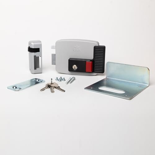 CISA - Cerradura eléctrica para aplicar 111731502N7 - Cerradura eléctrica CISA con llave y botón interiores - Función parada de día - Cerradura puerta exterior entrada 50 regulable - mano izquierda