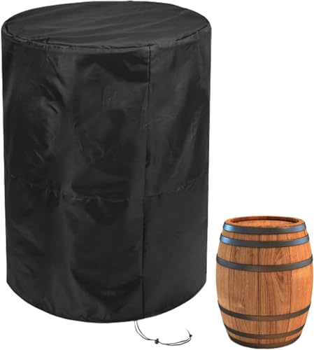 Regentonne Abdeckung Wasserdicht, Regentonnen Schutzhülle mit Kordelzug, Oxford Vollständige Abdeckplane, Geeignet FÜR Regenfass, Weinfass, Wetterfest, UV-Beständiges (65x95cm)