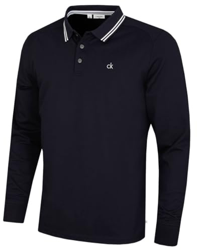 Calvin Klein Mens Campus Long Sleeve Polo Shirt - Navy - M