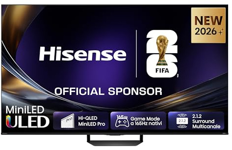 Hisense Smart TV MiniLED 165Hz 65 4K 65U79S PRO, Schermo Anti-Riflesso, Dolby Atmos 2.1.2 By Devialet, VIDAA OS, Dolby Vision IQ, Native 165Hz Game Mode, 4 HDMI 2.1, Wifi, BT, AirPlay2, lativù 4K