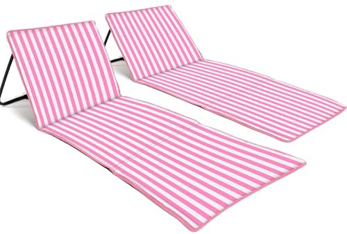 just be... 2X Esterilla Playa Plegable con Respaldo - Rayas Rosa