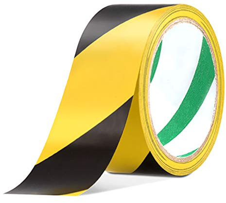 YTBUBOR Safety Tapes 48mm x 20m Black/Yellow Hazard Warning Tape Adhesive Marking Barrier Tape