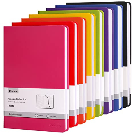 Comix A5 Lined Journal Notebook, 8 Pack 240 Pages A5 notebooks Hardcover Notepad for Writing, Travel, Office, School, 15 x 21cm