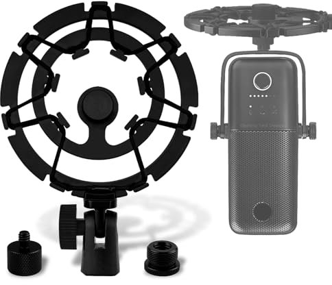 GEEKRIA for Creators Microphone Shock Mount Compatible with Elgato Wave Neo, Wave DX, Wave: 1, Wave: 3, Mic Anti-Vibration Suspension Adapter Clamp Mic Holder Clip (Metal/Black)