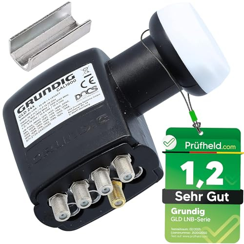 GSS Grundig SCR LNB – 4 legacy-anslutningar, 24 deltagare användarband – DOCS LNB för satellitskål, kabellöning, satin, digital, Full HD, 4K, 8K, TV, TV + roterande hjälpmedel