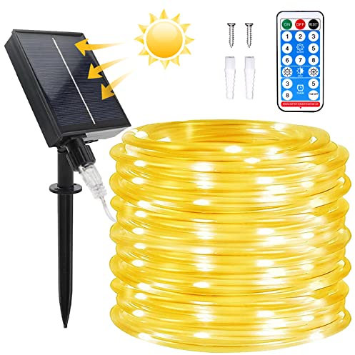 Micacorn Manguera Luces Solar, Solar Luces Exterior 22 Metro 8 Modos 200 LED Manguera Iluminación de Impermeables Control Remoto para Piscina Fiestas Jardines Bodas Decoración Navideña