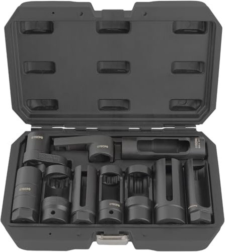 TECPO Lambdasonden Steckschlüssel Werkzeug 10-teilig Lambdasonde Stecknüsse Schlüssel Nuss