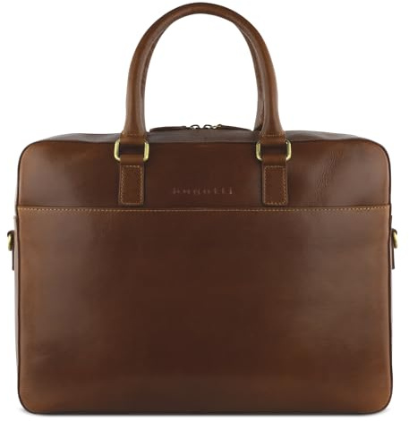 bugatti Remo Aktentasche 15 Zoll, Businesstasche aus echtem Leder, Arbeitstasche, cognac