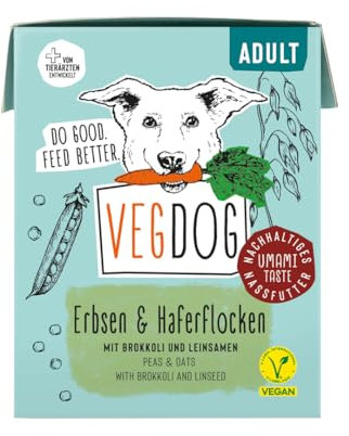 VEGDOG hypoallergenes Nassfutter im Tetra Pak (10 x 390 g) | Adulte Hunde | ohne Gluten und Soja | Alleinfutter für Allergiker mit Erbsenprotein