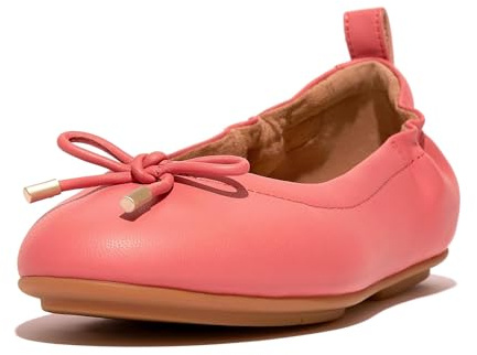 FitFlop Bailarinas de cuero con lazo Allegro, Rosa Coral, 8