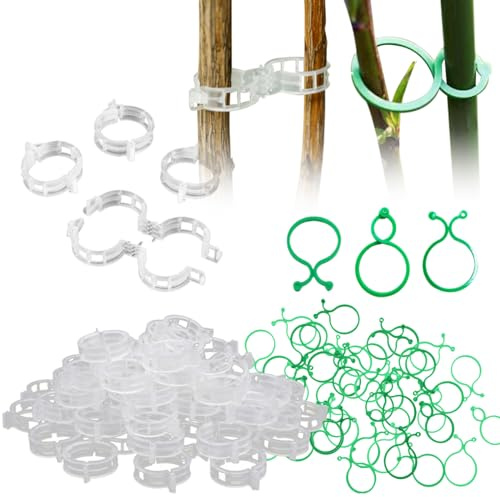 TYXHXTF 130 Pièces Clips de Jardin pour Plantes Grimpantes | Support Tuteur Vigne Fixation | Accessoires Jardinage Potager Résistants (Blanc et Vert)