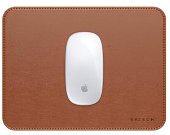 Satechi Tapis de Souris 25 x 19 cm, Mousepad pour Bureau et Maison, Élégant et Ergonomique, Réversible et Résistant aux Rayures, Matériau Premium (PU) – Mouse Pad Marron