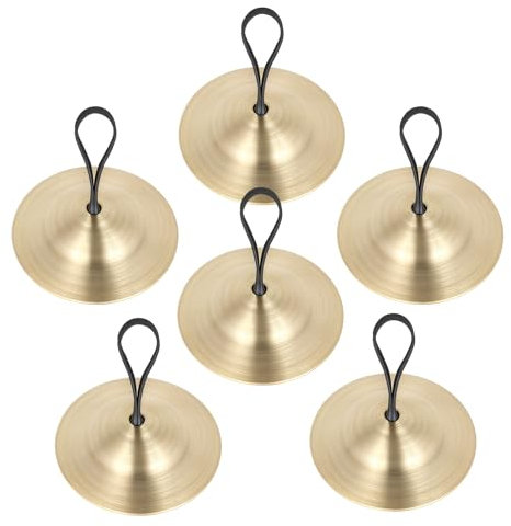 3 pares de platillos de los dedos, de latón, con banda elástica, instrumentos musicales para bailarina y fiesta de baile