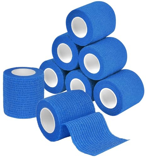 ACWOO Self-Adhesive Bandage, 5 cm x 4.5 m Plaster Roll Bandage Material, 8 Rolls Elastic Bandage, Fixation Bandage, Adhesive Bandage for Sports, Fingers, Hands, Toes, Feet, Cat, Dog, Horse