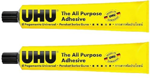 UHU All Purpose Glue Adhesive - Liquid Synthetic Resin Adhesive - 125ml Tubes - Pack of 2 Tubes