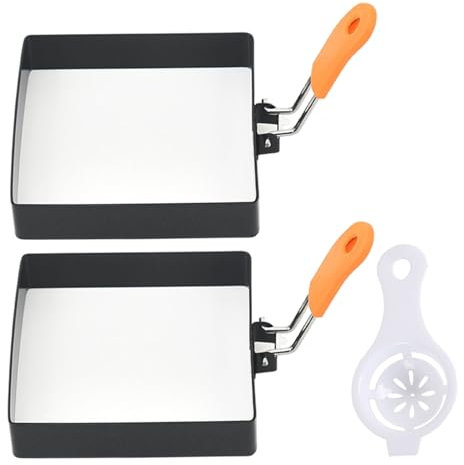 3pcs/set stampi per uova da 4 pollici stampi per uova quadrati in acciaio inossidabile con filtro ant a omile anello di frittata di pancake con manico per la cucina domestica, colore casuale