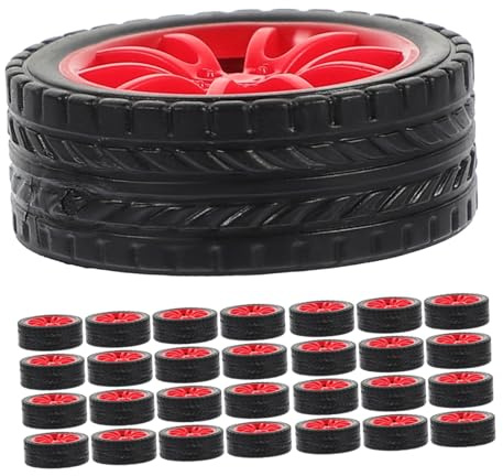 ERINGOGO 25 St Toy Car Wheels Rubber DIY Craft Wheels For Educational Hand Eye Coordination And Motor Skills Development